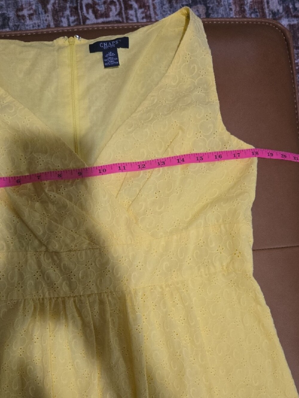 Chaps Eyelet Midi Dress โ Butter Yellow โ Like New - Picture 8 of 10